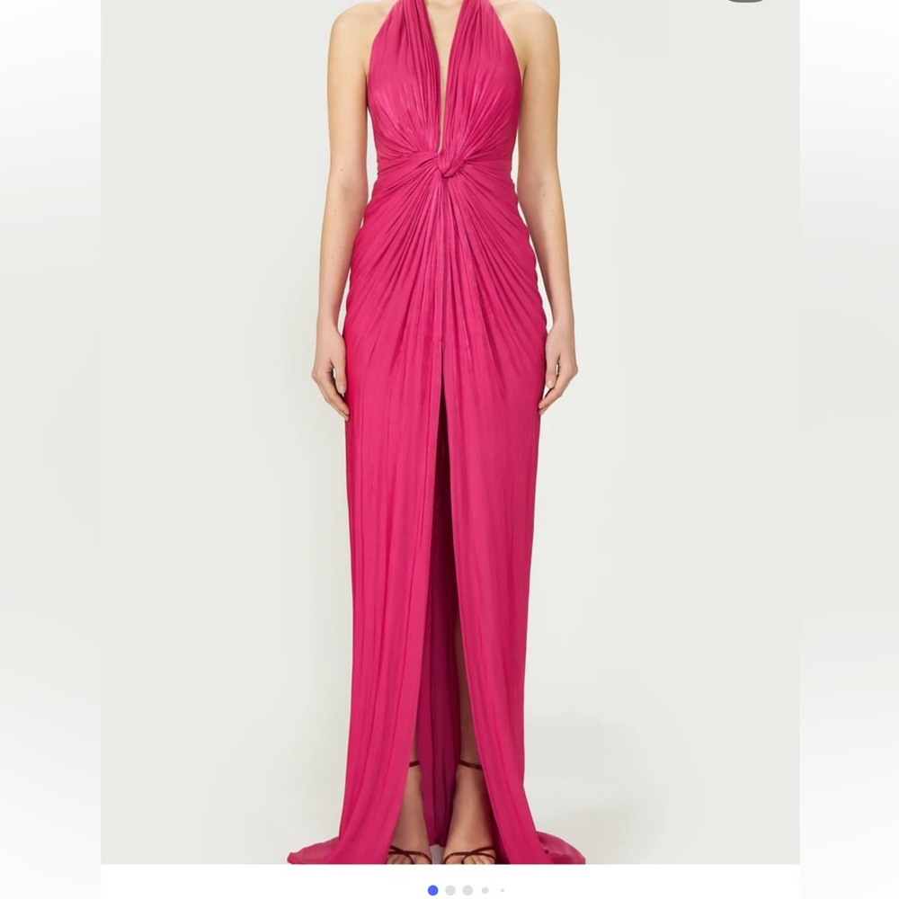 Costarellos Colette Lurex Georgette Halterneck Gown Pink